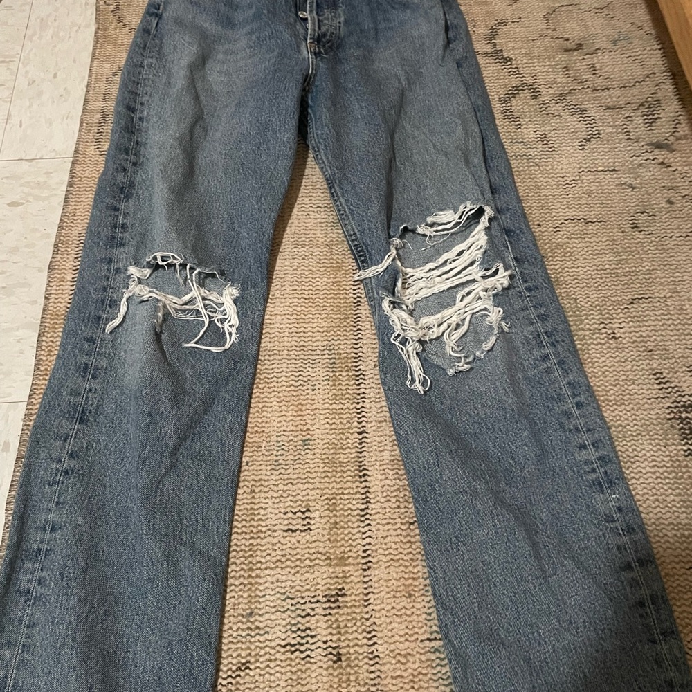 Agolde Ripped Boyfriend Jeans in Blue